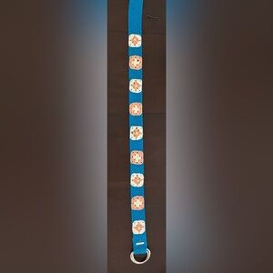 Handcrafted Blue and Cream Crochet Belt